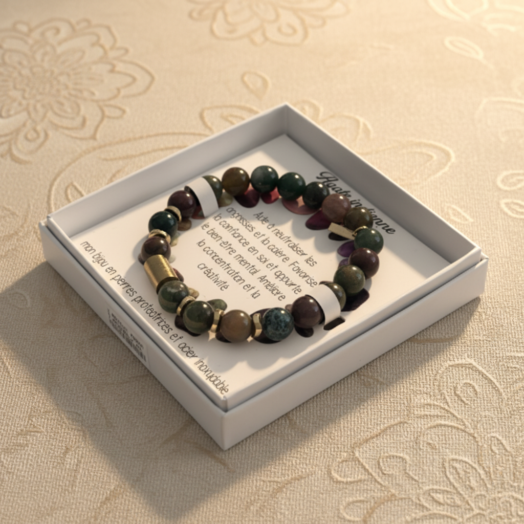 Bracelet Agate Indienne – Pierre de Sérénité et de Confiance