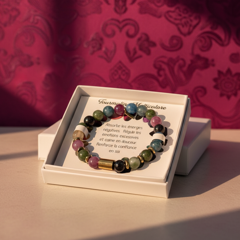 Bracelet Tourmaline Multicolore – Pierre de Protection et d’Équilibre